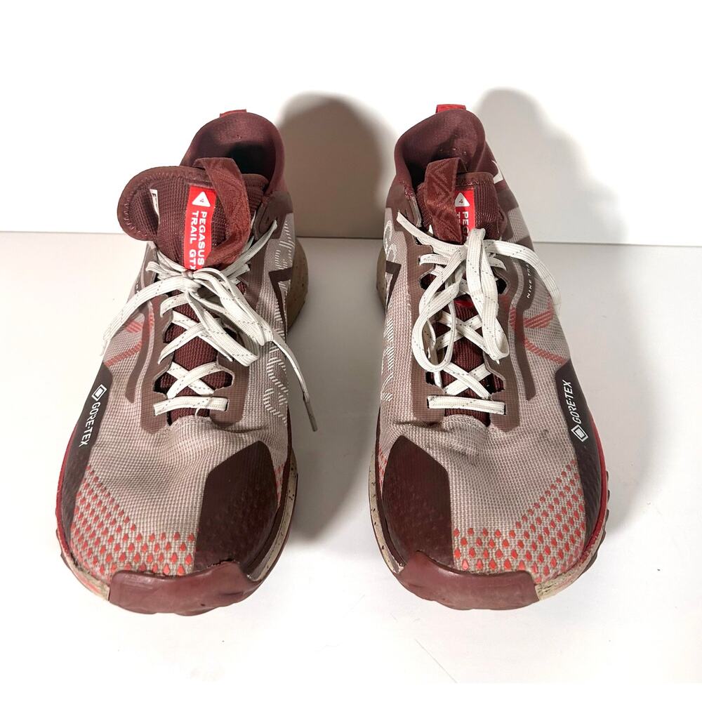 Nike React Pegasus Trail 4 GoreTex Womens 10 Running Trainers Sneakers Taupe Red - Picture 4 of 9